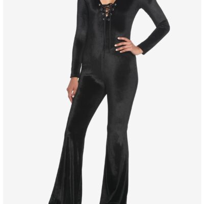 Black Velvet Lace-Up Jumpsuit