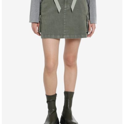 Army Green Hardware Strap Utility Skirt